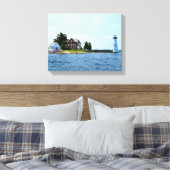 Rock Island Lighthouse, New York Wrapped Canvas Leinwanddruck (Insitu (Schlafzimmer))