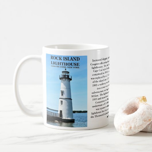 Rock Island Lighthouse, New Yorker Tasse (Mit Donut)