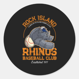 Rock Island Rhinos Retro Minor League Baseball Runder Aufkleber