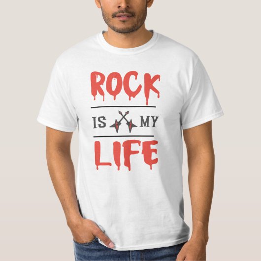 Rock ist mein Leben: klassischer T - Shirt (Vorderseite)