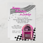 Rock Jukebox Birthday Einladung (Vorne/Hinten)