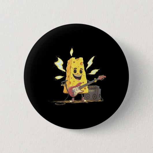 Rock-Käse mit Verstärker- und E-Gitarre-Grafik Button (Vorderseite)