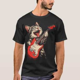 Rock-Kat spielt Gitarre T-Shirt