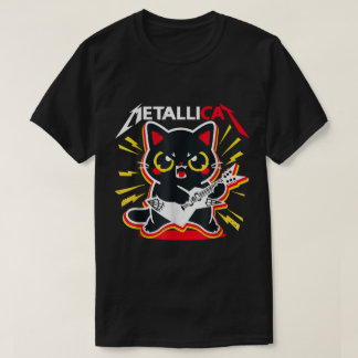 Rock-Kitty-Gitarrespieler Süßes Metal-Katze-Design T-Shirt