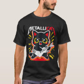 Rock-Kitty-Gitarrespieler Süßes Metal-Katze-Design T-Shirt (Vorderseite)
