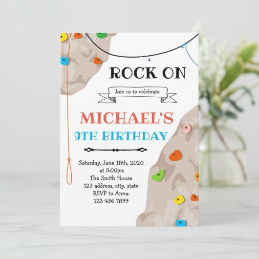 Rock Klettern Party Einladung (Stehend Vorderseite)