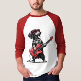 Rock Love Dog – Heart Guitar Art T-Shirt