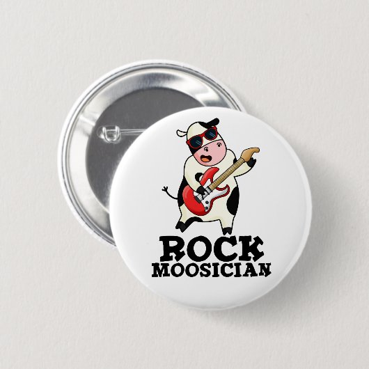 Rock Moosician Funny Cow Musician Pub Button (Vorne & Hinten)