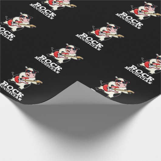 Rock Moosician Funny Cow Musiker Puck Dark BG Geschenkpapier (Ecke)