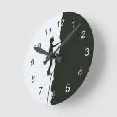 Rock, Mountain Climbing Climber Silhouette Runde Wanduhr (Winkel)