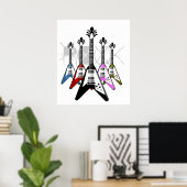 Rock Multi Color Gitarren Poster (Heimbüro)