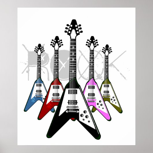 Rock Multi Color Gitarren Poster (Vorne)