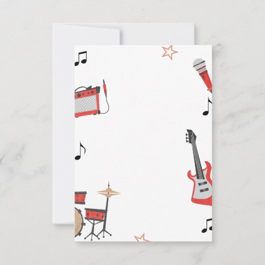 Rock Music Birthday Einladung Gitarre und Trommeln (Rückseite)