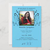 Rock Music Black Blue Foto Graduate Ankündigung (Rückseite)