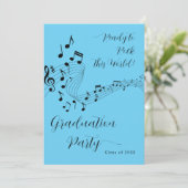 Rock Music Black & Blue Foto Graduation Party Einladung (Stehend Vorderseite)