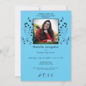 Rock Music Black & Blue Foto Graduation Party Einladung (Rückseite)