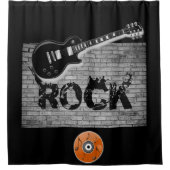 Rock Music Gitarre schwarzer Duschvorhang (Vorderseite)