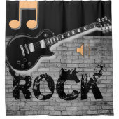 Rock Music Gitarre schwarzer Duschvorhang (Vorderseite)