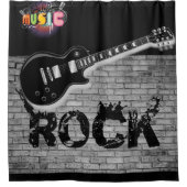 Rock Music Gitarre schwarzer Duschvorhang (Vorderseite)