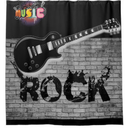 Rock Music Gitarre schwarzer Duschvorhang