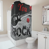 Rock Music Gitarre schwarzer Duschvorhang (Beispiel)