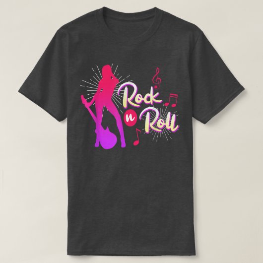 Rock music gitarrist Sprichwort Rock and Roll T-Shirt (Design vorne)