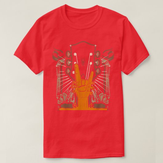 Rock Music Graphic Gitarre Grip Devil Horns Gitarr T-Shirt (Design vorne)