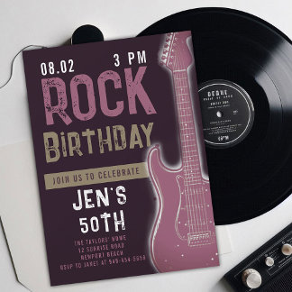 Rock Music Musician Gitarre Erwachsene Lila Geburt Einladung