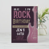 Rock Music Musician Gitarre Erwachsene Lila Geburt Einladung (Stehend Vorderseite)