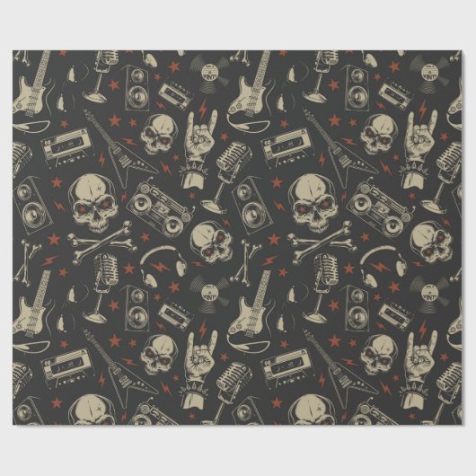 Rock Music Pattern Geschenkpapier (Flach)