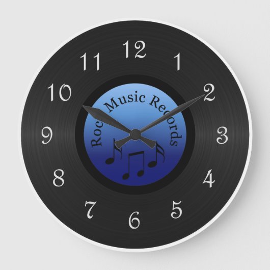 Rock Music Record Round Wall Clock Große Wanduhr (Vorderseite)