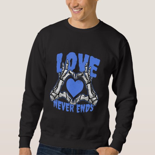 Rock Music Rocker Blue Skeleton Hands Sweatshirt (Vorderseite)