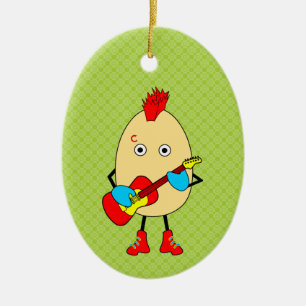 Rock Musician Egghead Keramik Ornament