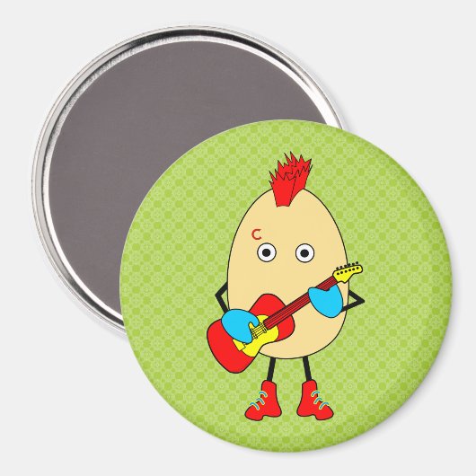 Rock Musician Egghead Magnet (Vorderseite/Rückseite)