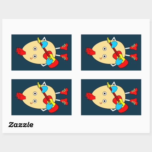 Rock Musician Egghead Rechteckiger Aufkleber (Blatt)