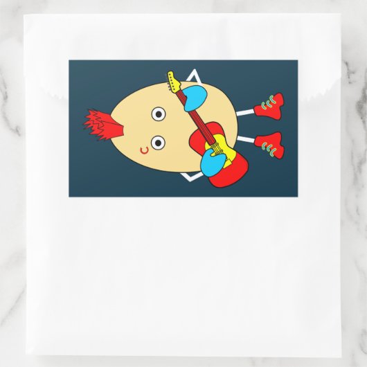 Rock Musician Egghead Rechteckiger Aufkleber (Tasche)