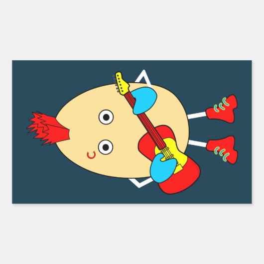 Rock Musician Egghead Rechteckiger Aufkleber (Vorderseite)