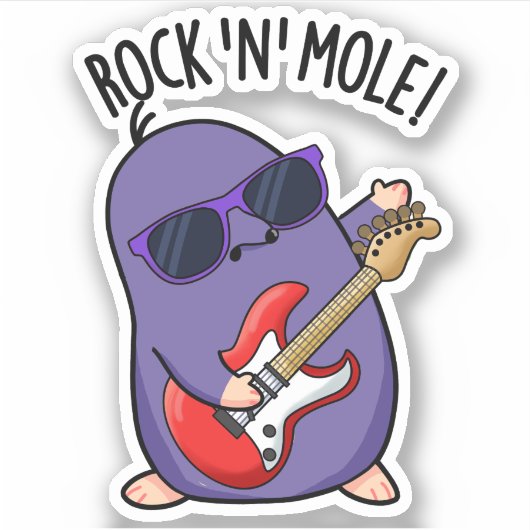 Rock N Mole Funny Animal Pub Aufkleber (Vorderseite)