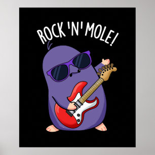 Rock N Mole Funny Animal Pub Dark BG Poster