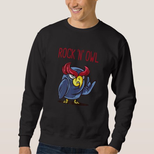 Rock N Owl Devil Horns Rock and Roll Heavy Met Sweatshirt (Vorderseite)