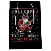 Rock n Roll Christmas Rocker Santa Ugly Christmas Mittlere Geschenktüte (Vorderseite)