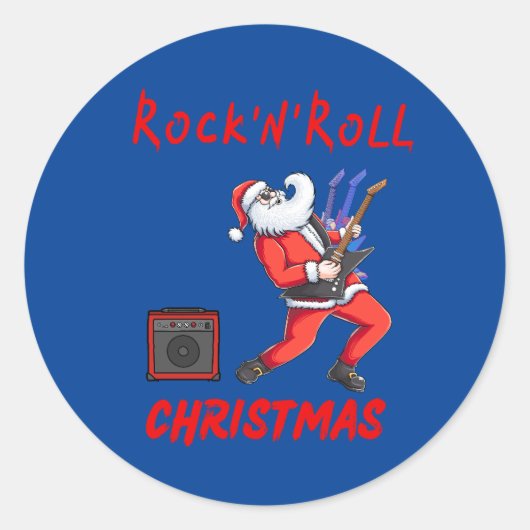 Rock-N-Roll Christmas Runder Aufkleber (Vorderseite)