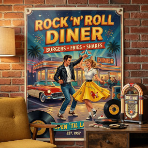 Rock 'n' Roll Diner 1950er Jahre Vintage Poster