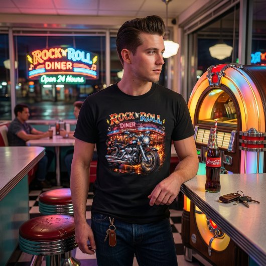 Rock 'N' Roll Diner Retro Biker Tri-Blend Shirt