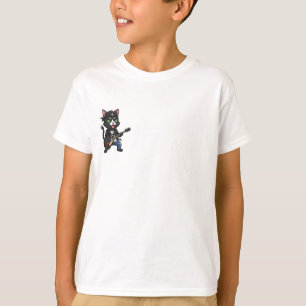 Rock n Roll E-Gitarre Katze Kinder T-Shirt