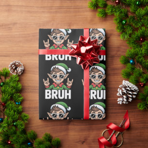 Rock n Roll Elf Bruh Lustige Redewendung Meme Weih Geschenkpapier