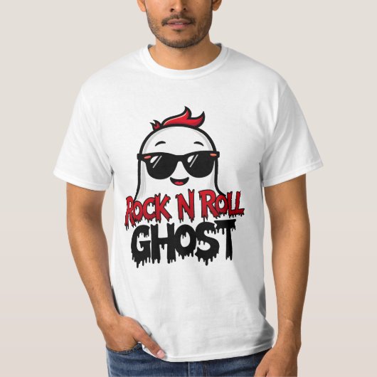 Rock N Roll Ghost T-Shirt, Fun Halloween Graphic T T-Shirt (Vorderseite)