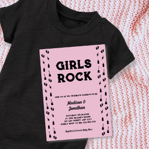 Rock N Roll Gitarre Baby Mädchen Dusche Einladung