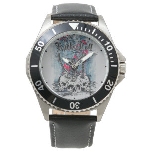 Rock n Roll Gitarre Totenköpfe Gothic Musik Armbanduhr