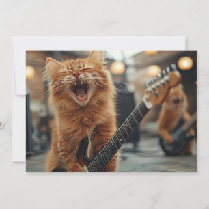Rock N Roll Ingwer Gitarre Katze Rockstar Einladung